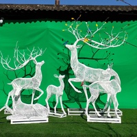 Offre Spéciale Acier inoxydable Creux En Métal En Plein Air Lumière Cerfs Animal Sculpture Pour La Décoration