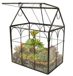 Geometrisches Haus-Terrarium aus Metall und Glas für Sukkulenten - Product Image 1