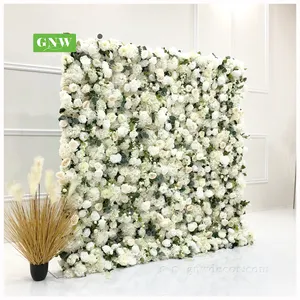 Arrotolare il contesto della decorazione di cerimonia nuziale del pannello di parete del fiore artificiale di seta verde bianco del tessuto