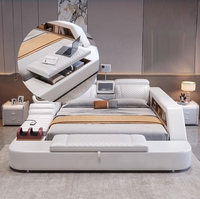 Tempat tidur pijat, furnitur rumah Multi fungsi ukuran ganda kulit lembut untuk kamar tidur dengan USB