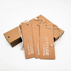 Eco friendly cheap foil logo customized brown kraft cardboard hang tags for shoes bags