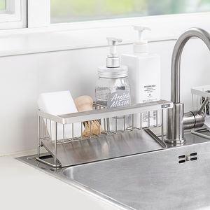 Escurridor de Esponjas y Paños de Acero Inoxidable 304 45 °   Escurridor de Fregadero en Ángulo con Toallero de 9 cm, Ahorro de Espacio para Espacios Estrechos - Product Image 1