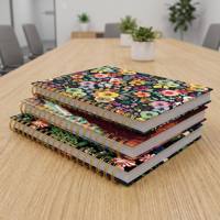 Agenda con encuadernación Wire-O de tapa dura, diseño floral, papel grueso, cuaderno espiral A5 personalizado