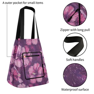 Hawaii Purple Hibiscus Waterproof Shoulder Tote Shopping <b>Bag</b> Grocery <b>Bags</b> Reusable Custom <b>Foldable</b> Shopping <b>Bag</b> for Women - Product Image 2