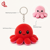 Reversibele Pluche Octopus Sleutelhanger Zachte Octopus Knuffeldier Sleutelhanger Schattige Pluche Sleutelhanger Groothandel OEM Aangepast
