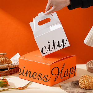 Custom Printed Kraft <strong>Paper</strong> <strong>Cake</strong> <strong>Box</strong> with Handle Birthday <strong>Cake</strong> Packaging for Other Foods Carrying Handle - Product Image 2