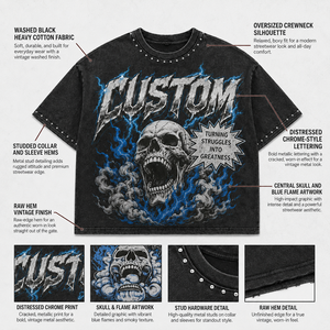 Rhinestone <b>Skull</b> T-<b>shirt</b> Heavy Cotton Studded Boxy Fit Black Streetwear Tee Custom Graphic Short Sleeve Fashion <b>Men</b> T <b>Shirt</b> - Product Image 3