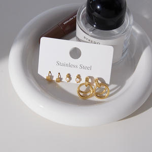 Pendientes <span class=keywords><strong>de</strong></span> Zirconia, 3 Pares en 1, Estilo Lujoso y <span class=keywords><strong>de</strong></span> Alta Gama, Acero Inoxidable, Joyería para Oreja, Accesorios Transfronterizos para Mujer - Product Image 4