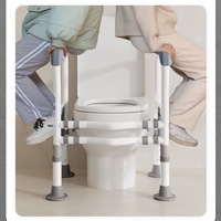 Équipement de sécurité à roulement de 300lb Aucun perçage requis pour l'installation Siège extra-large à hauteur réglable Main courante des toilettes pour personnes âgées
