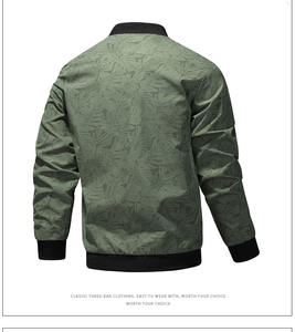 Jaket Bomber bisbol kasual pria musim gugur <span class=keywords><strong>M</strong></span>-5XL warna murni kain kanvas kerah berdiri berlogo depan tahan angin - Product Image 2