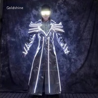 Costume de scène LED robotique argenté lumineux pour spectacle de fête et de festival, robe pour chanteur, boîte de nuit, minimum