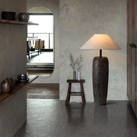 Wabi Sabi Accueil Hôtel Céramique Coin Stand Lumière Tissu Abat-Jour Vintage Lampadaires pour Salon Décor