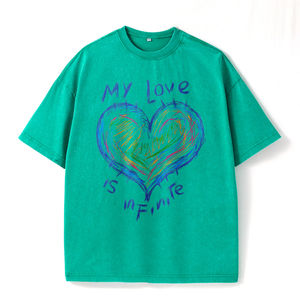 <span class=keywords><strong>T</strong></span>-<span class=keywords><strong>Shirt</strong></span> Girocollo Beige con Stampa 'My Love Is Infinite' per Uso Quotidiano e Occasioni Romantiche - Product Image 4