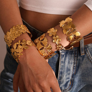 Custom Luxury 316L Stainless Steel 14k 18k Pvd Gold Plated Women's Fashion <b>Bracelet</b> & <b>Bangles</b> Fashion Cuff <b>Bracelets</b> for Women - Product Image 1
