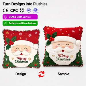 Plaid décoratif personnalisé en polyester et coton écologique, brodé Père Noël rouge et vert, doux et moelleux, unisexe, pour tous les âges - Product Image 2