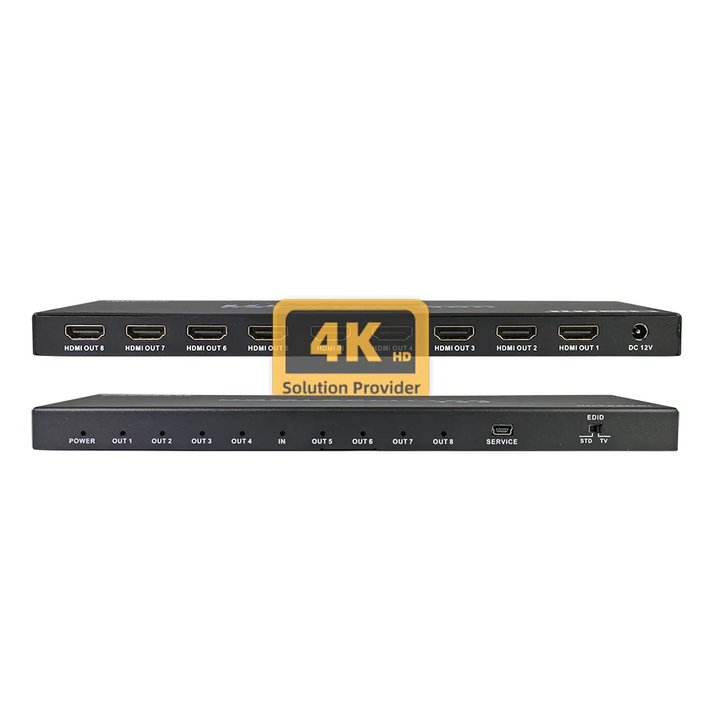 Oem 3D 4K60hz Ultra HD HDMI Quad đa người xem 1x8 máy chiếu màn hình DVD Player Blu-ray Máy nghe nhạc Video Splitter chuyển đổi 18gbps