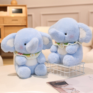 Heureux petit bavoir d'éléphant bleu en peluche mignon PP coton remplissage peluche jouet décoration compagnon poupée - Product Image 3