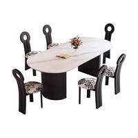 Mesa de comedor de cocina negra moderna con patas ovaladas de madera maciza Juego de comedor para el hogar que incluye 8 sillas