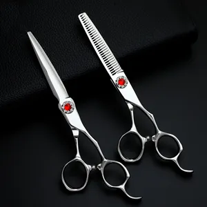 Лидер продаж, ножницы для левой руки, высокоточные японские профессиональные ножницы 440C, двойная стрижка парикмахерских ножниц для волос