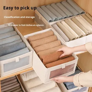 Hiện đại nhôm vải có thể nhìn thấy cửa sổ bông <span class=keywords><strong>Linen</strong></span> có thể gập lại quần áo & đồ chơi hộp lưu trữ cho tủ quần áo tổ chức bán buôn - Product Image 1