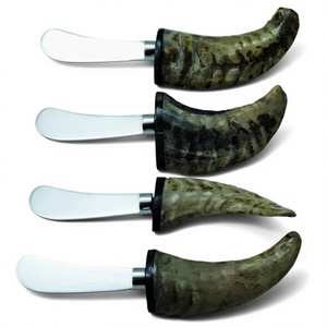 Couteau à beurre multifonctionnel en corne naturelle avec manche en acier inoxydable, couteau à fromage écologique, ensemble de couverts, accessoires de cuisine Star - Product Image 2