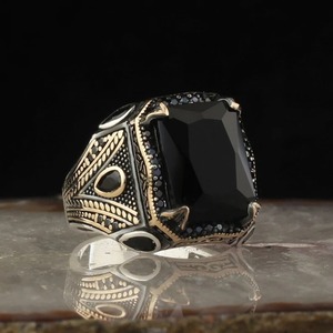 Anillos de Sello Turcos Retro Hechos a Mano al por Mayor ZhuQian para Hombre, Anillo Clásico Tallado con Incrustaciones de Zirconia Mística, Joyería Punk para Motociclistas - Product Image 2