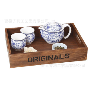 Qili Wooden <b>Tea</b> <b>Tray</b> With Handle For Home Decor And Storage 30x20x5cm - Product Image 4