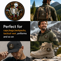 Patch en caoutchouc PVC souple 3D personnalisé, motif crâne squelette, badge moral, patchs en relief sur mesure pour vêtements, sacs et vestes