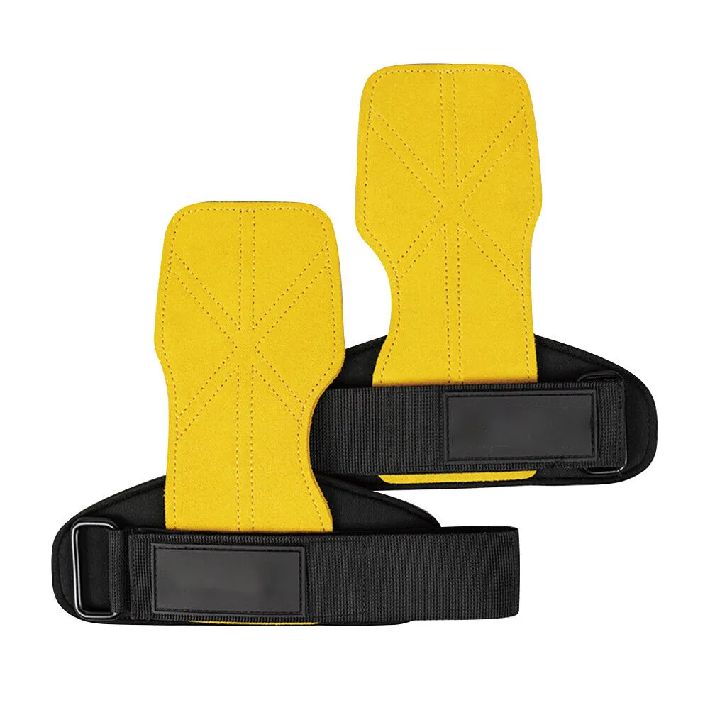 1 Par Halterofilismo Gancho Pulseira Couro Ginásio Luvas Grip Anti-Skid Grip Pads