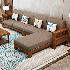 Juego de Sofás de Tela Económico, Moderno y Sencillo, con Estructura de Madera Maciza, Estilo Chino Nuevo, con Espacio de Almacenamiento para Espacios Pequeños - Product Image 2