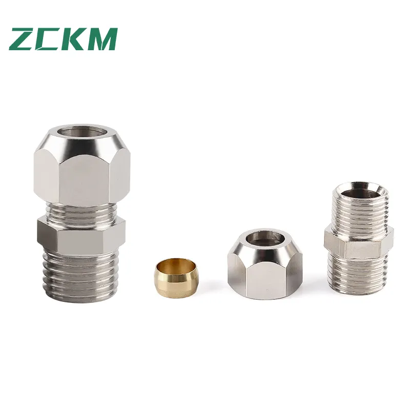 Pneumatic Fittings Ferrule Thread PC Straight-through Male Quick Coupling Copper Pipe Fittings PC8-02 6-01 10-03