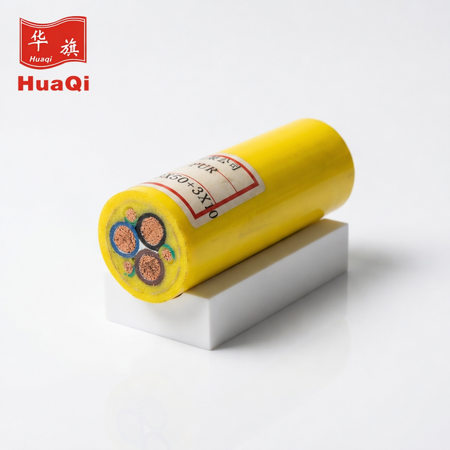 Huaqi 3x50+3x10 PUR Reeling Cable High Abrasion Resistant Yellow Polyurethane Cable for Bucket Wheel Excavator and Reclaimer