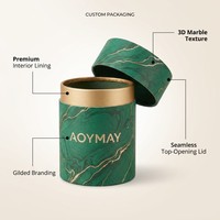 Emballage personnalisé haut de gamme, tube en papier écologique de luxe avec couvercle à ouverture supérieure, effet marbré 3D avec veines dorées brillantes, pour cosmétiques