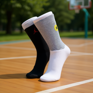 Chaussettes Nike Jumpman High Crew pour garçons, noir et blanc, style basket-ball, en coton authentique tricoté, style printemps MSS-WJ0046001 - Product Image 2