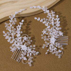 Barrettes à cheveux en zircon pour filles, luxe, gauche et droite, 2 pièces, barrettes à cheveux en cristal faites à la main, barrettes à cheveux en cuivre pour mariage - Product Image 5