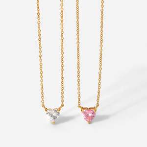 Collar con Colgante de Corazón de Circonia Cúbica Colorida para Mujer, Chapado en Oro de 21K, Acero Inoxidable Resistente al Deslustre, Joyería para Aniversario - Product Image 1