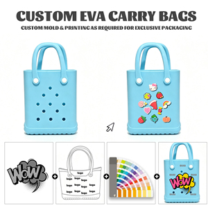 Sac à main pliable personnalisable en EVA, durable et imperméable, mini sac fourre-tout portable avec deux ouvertures, sac de sortie couleur bonbon en maille - Product Image 5