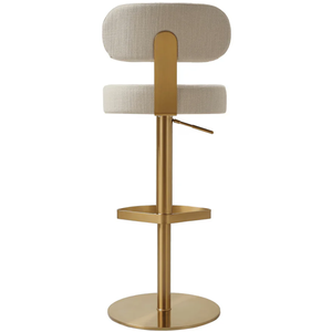 Rosemere Adjustable Iron Steel Fabric <b>Stool</b> with Cream Textured Finish Modern Design for Commercial Use Round Pedestal Base - Product Image 6