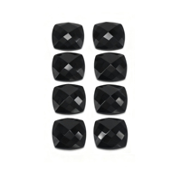 Pierres semi-précieuses en onyx noir naturel en vrac, facettées, taille coussin, agate, pour bagues, colliers, pendentifs