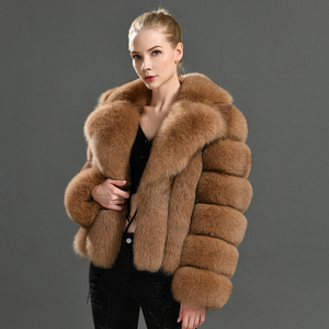 Cappotto invernale di lusso da donna con collo in vera pelliccia di volpe <span class=keywords><strong>Parka</strong></span> blu a maniche lunghe giacca traspirante in vera pelliccia di volpe - Product Image 1