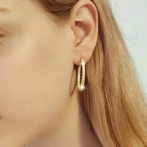 Orecchini a Cerchio Mia Cielo in Argento 925 con Cristalli e Strass, Incastonatura a Canale, Gioielli Classici da Donna per Uso Quotidiano - Product Image 6