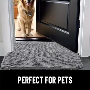 Tapis de porte pour <span class=keywords><strong>chien</strong></span> en chenille super absorbant, antidérapant, en microfibre, lavable, pour pattes boueuses - Product Image 3