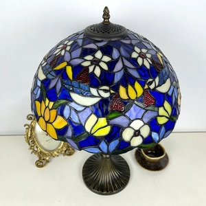 LongHuiJing Mediterranean Style 16 Inch Stained Glass Adjustable Bedside Table Lamp with Flexible Simple Design AC Powered - Product Image 6