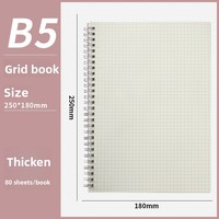 Carnet à spirale A5 épaissi, bloc-notes B5 avec couverture en PP pour étudiant, lignes horizontales, grille, cadeau, carnet de notes personnel