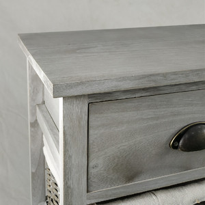 Vintage Grey Range -Three <strong>Drawer</strong> and Three <strong>Wicker</strong> Basket Storage Unit - Product Image 4