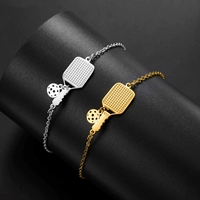 Bracelet unisexe en acier inoxydable pour raquette de pickleball avec balle, bracelet de sport pour joueurs de pickleball, cadeau unique pour les fans
