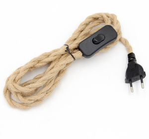 Câble électrique vintage en corde de chanvre avec prise EU, interrupteur et support pour la décoration intérieure, cordon d'alimentation DIY pour <span class=keywords><strong>luminaires</strong></span> - Product Image 4
