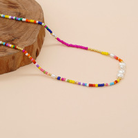 Go2boho Collier Bohème d'Été Coloré avec Perles d'Eau Douce pour Femme, Bijoux de Mode Faits à la Main, Accessoires Boho, Collier de Perles Miyuki