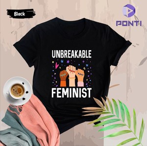 Maglietta Femminista Infrangibile da Donna, T-Shirt Casual 100% Cotone, Girocollo, Manica Corta, Vestibilità Regolare, Per Tutte le Stagioni, Jersey Stampato - Product Image 3