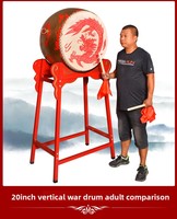 Tambour de guerre vertical rouge en cuir de vache pour spectacle de danse du dragon, idéal pour le gong et la danse chinoises, fabriqué en Chine